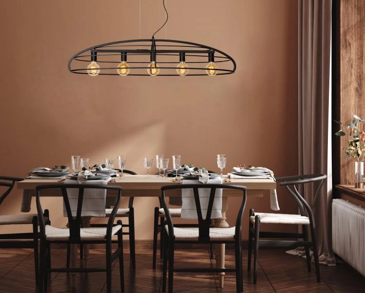 Lucide DIKRA - Pendant light - 5xE27 - Black - ambiance 1